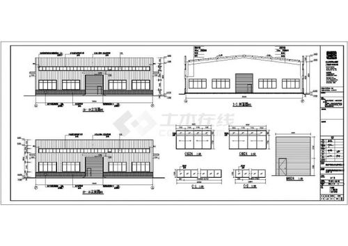 某公司三套单层钢结构厂房建筑设计施工图
